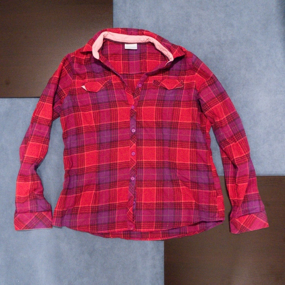 Columbia Tops - Columbia Red Plaid Long Sleeve Button Up Shirt L